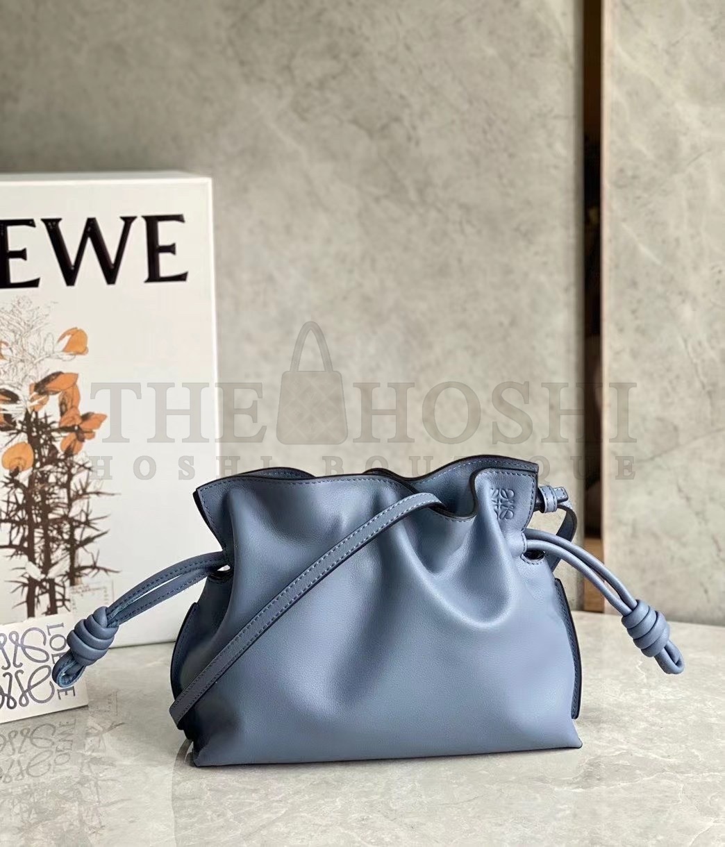 L0ew* Flamenco Mini Clutch In Atlantic Blue Nappa Leather Master Quality