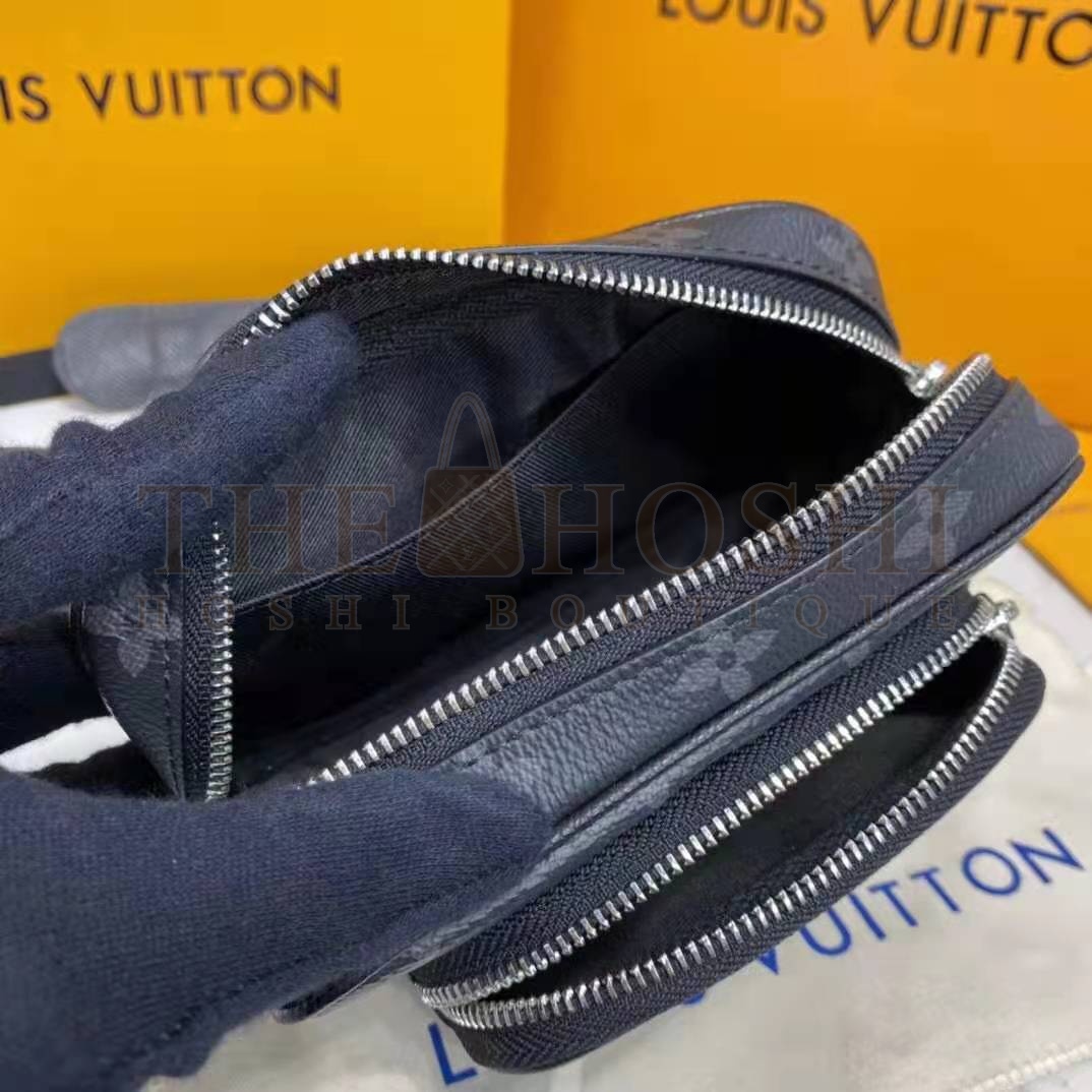 L0vis Vvtt0n LV Men Outdoor Pouch Taigarama Noir Black Coated Canvas Cowhide Leather Master Quality