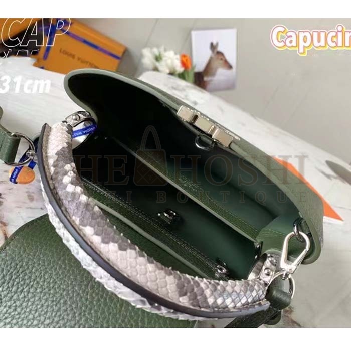 L0vis Vvtt0n LV Women Capucines MM Handbag Taurillon Cowhide Leather Python Trim Master Quality