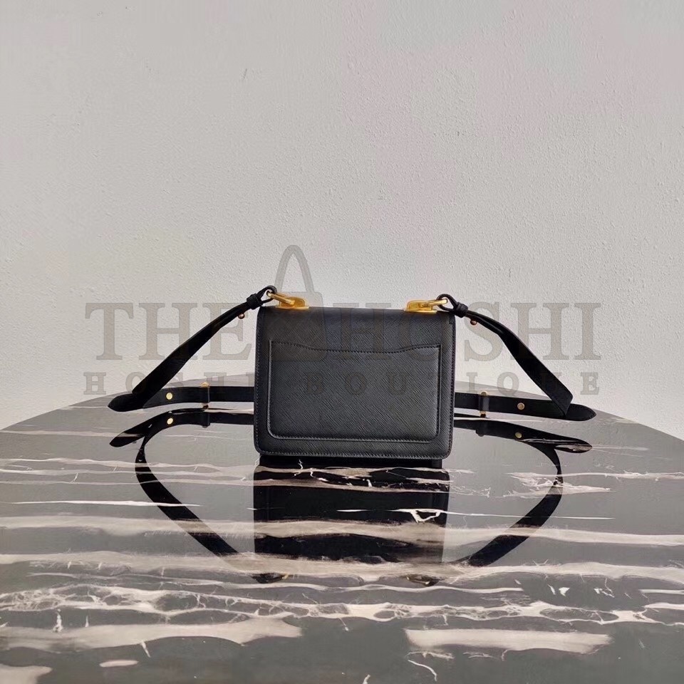 Pra*a Symbole Shoulder Bag In Black Saffiano Leather Master Quality