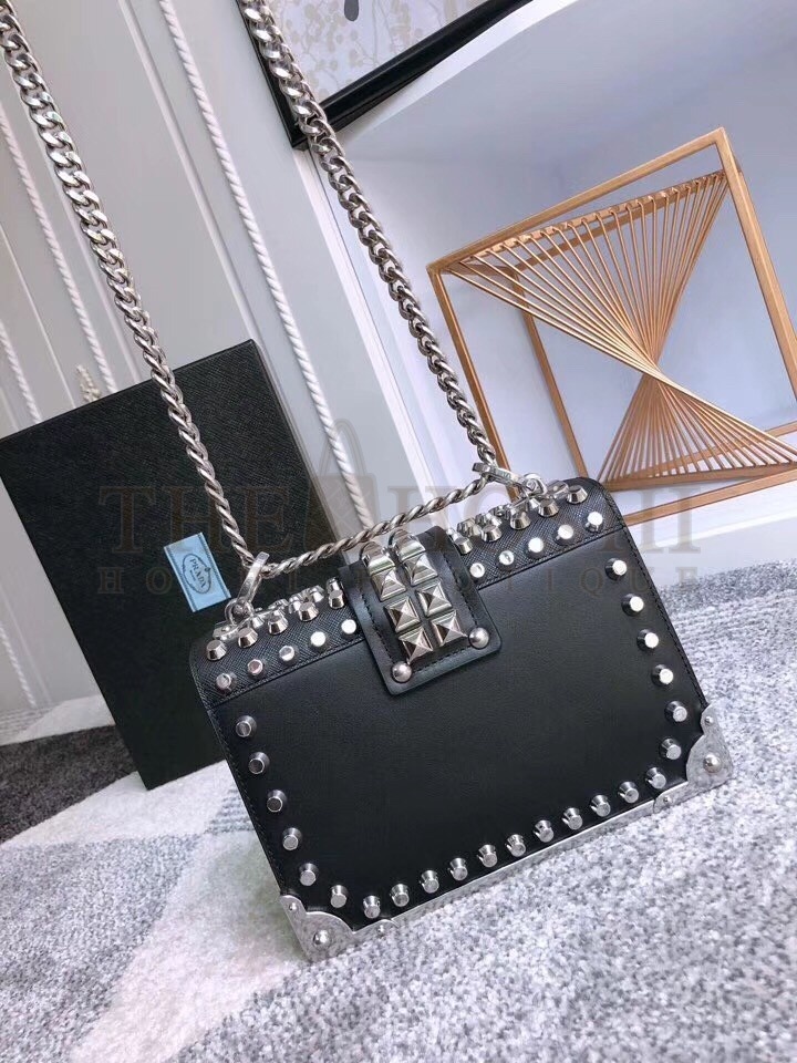 Pra*a Cahier Studded Leather Shoulder Bag Master Quality