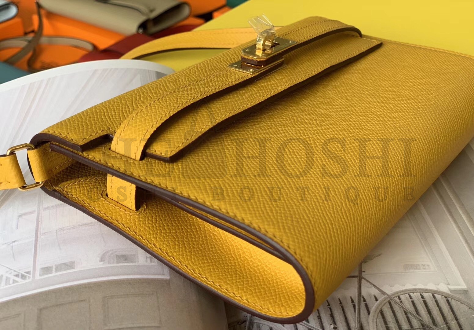 H**me5 Kelly Classique To Go Wallet In Yellow Epsom Calfskin Master Quality
