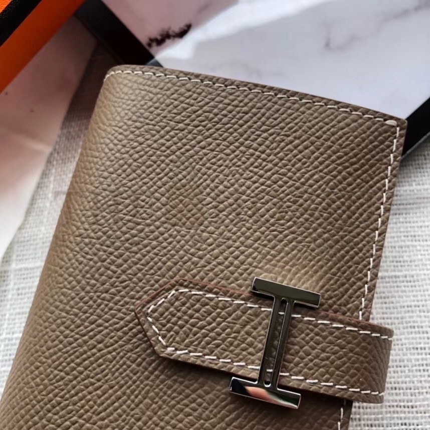 H**me5 Bearn Mini Wallet In Taupe Epsom Leather Master Quality