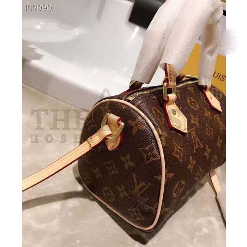 L0vis Vvtt0n LV Women Nano Speedy Bag in Monogram Coated Canvas-Brown top 1:1 qualtiy Master Quality