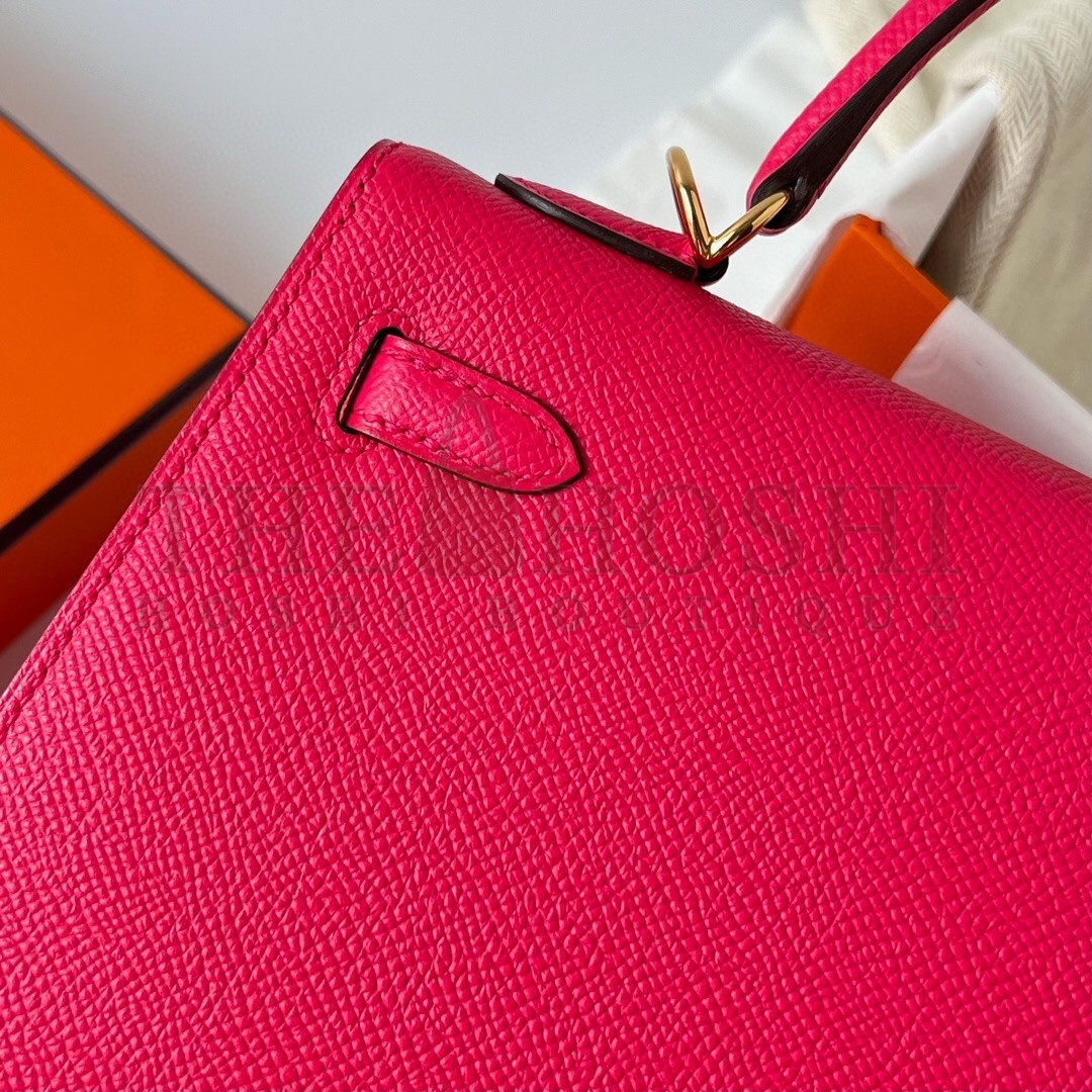 H**me5 Kelly Sellier 28 Handmade Bag In Rose Extreme Epsom Calfskin Master Quality