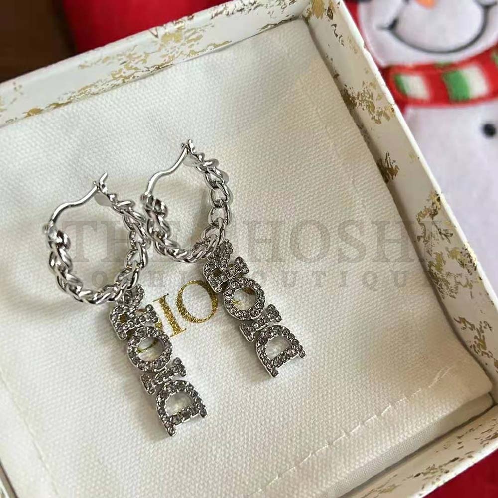D10r Women Dio(r)evolution Earrings Silver-Finish Metal and Silver-Tone Crystals Master Quality