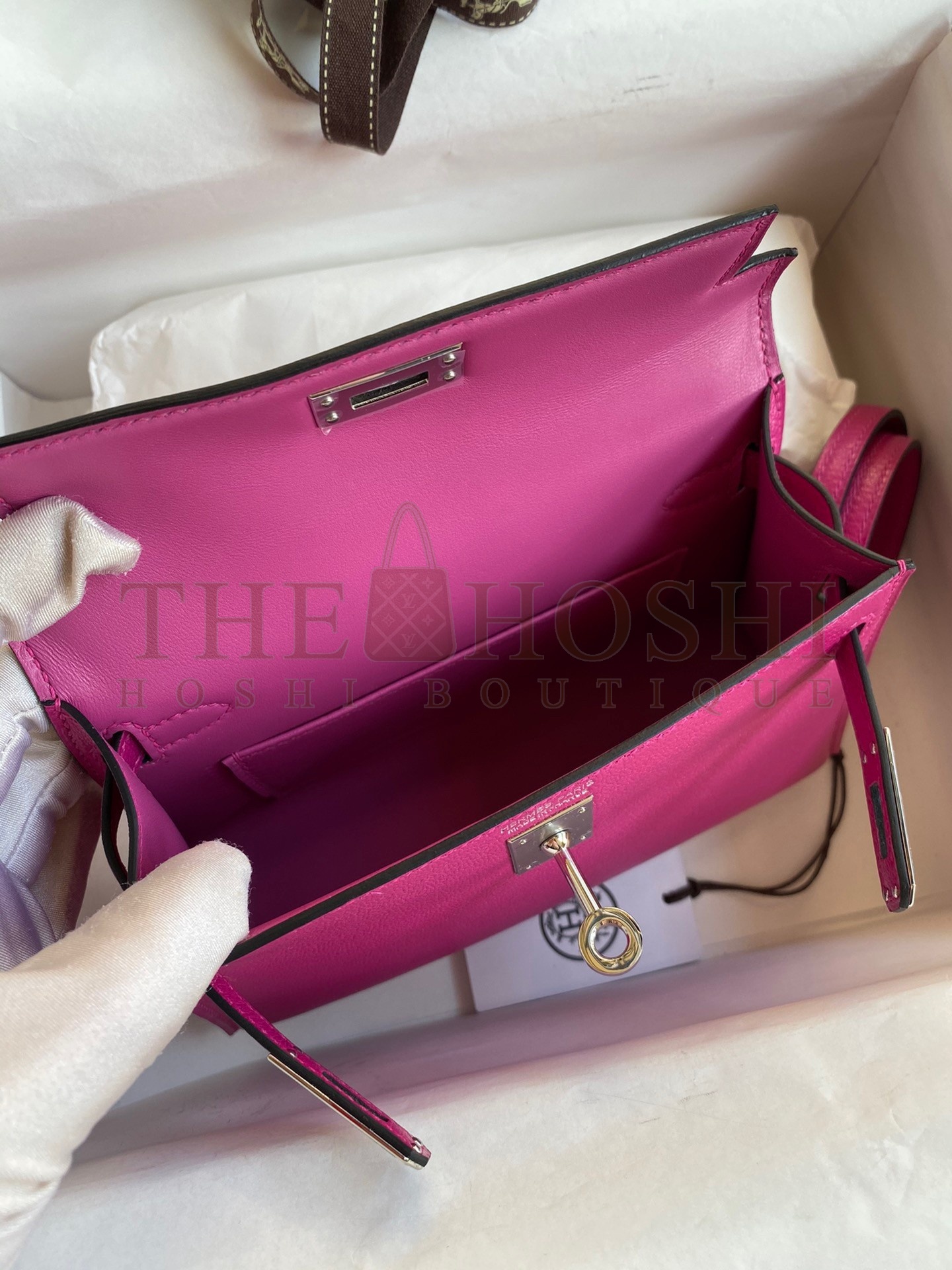 H**me5 Kelly Mini II Sellier Handmade Bag In Rose Purple Chevre Mysore Leather Master Quality