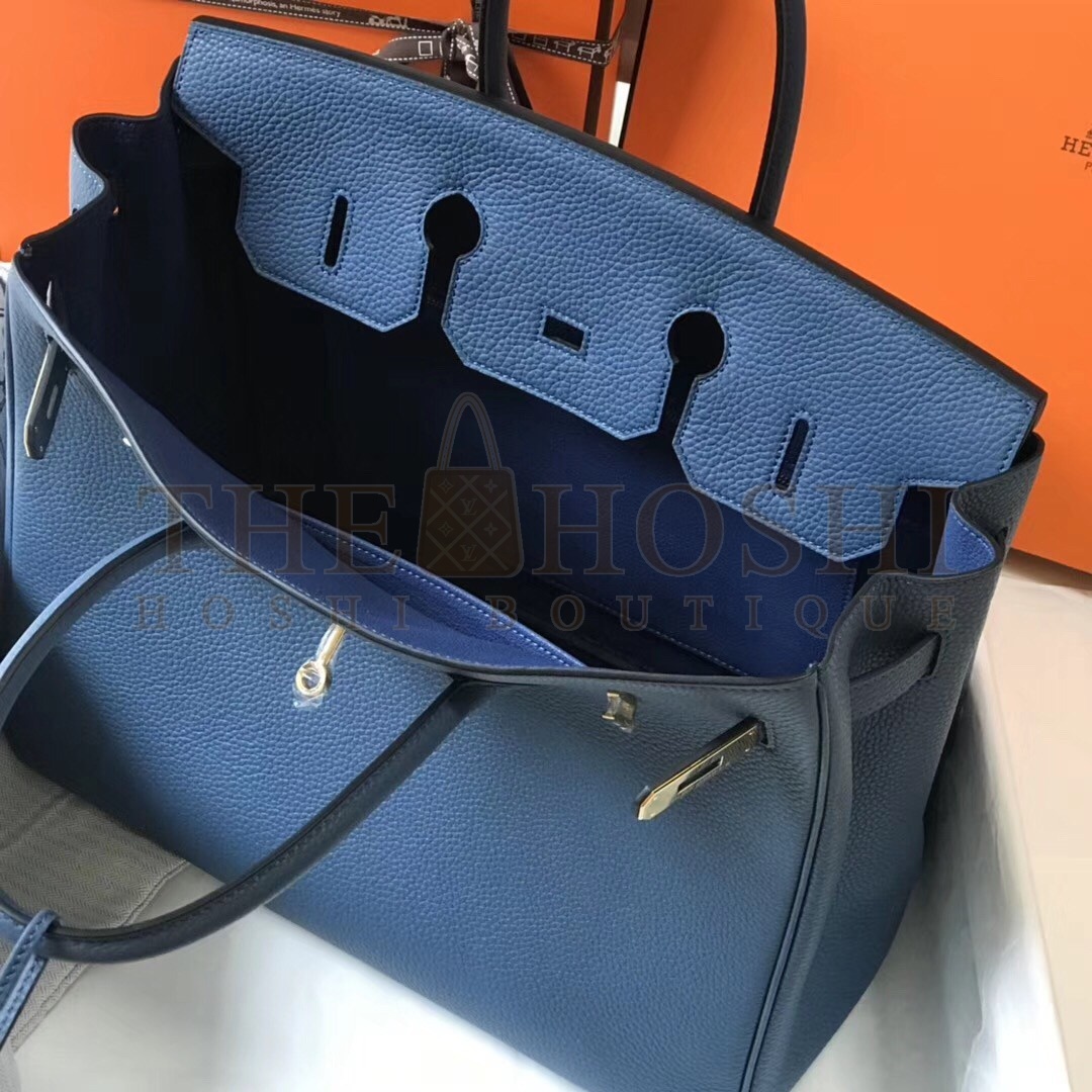 H**me5 Birkin 35 Bag in Blue Agate Clemence Leather with GHW Master Quality