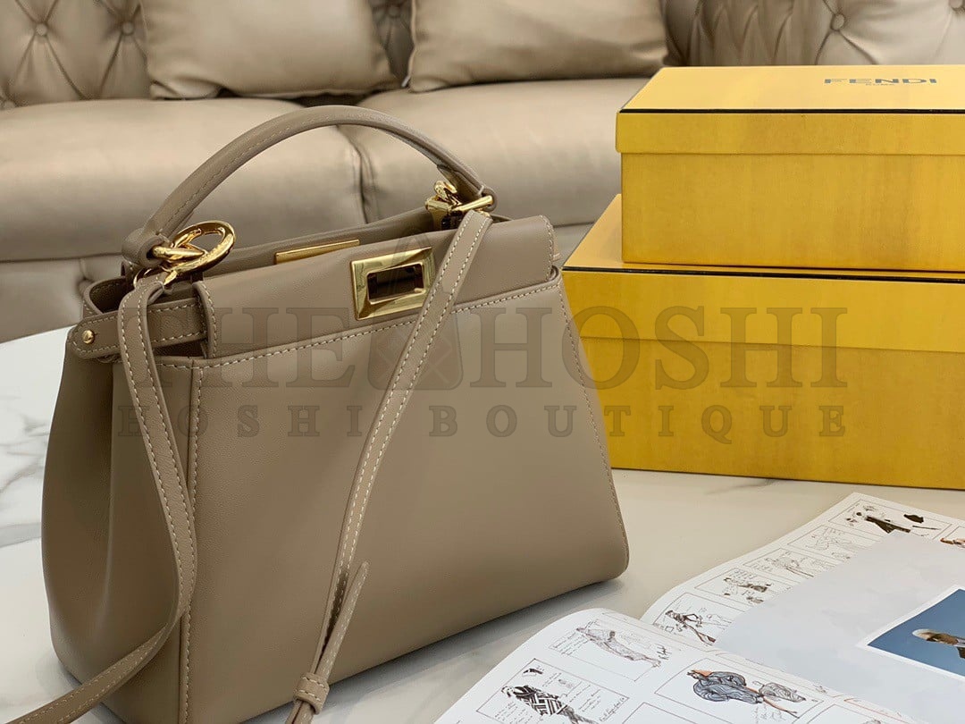 F**di Peekaboo Mini Bag In Dove Grey Nappa Leather Master Quality