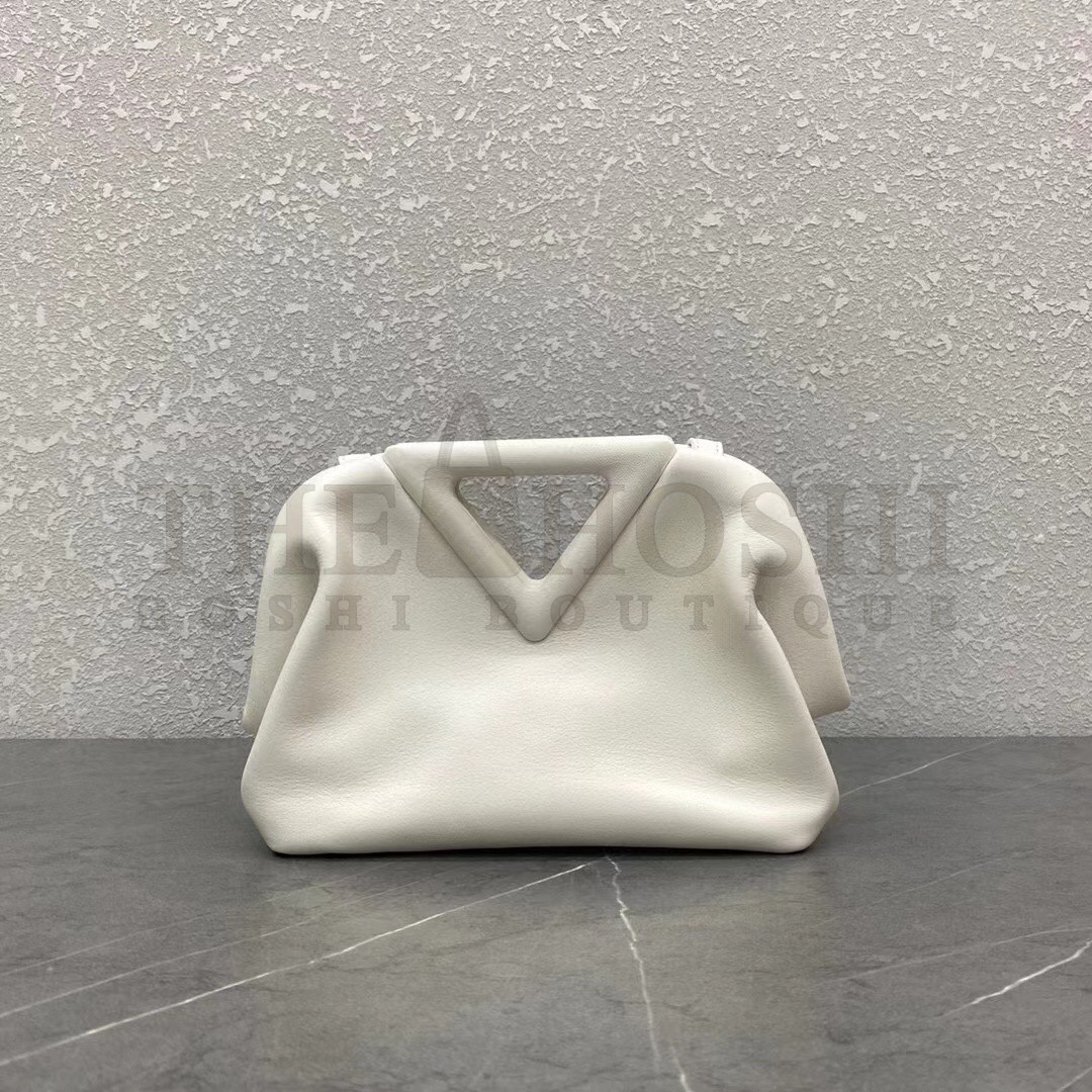 B0tt*ga Ven*ta Small Point Top Handle Bag In White Leather Master Quality