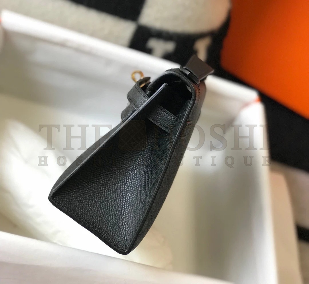 H**me5 Kelly Pochette Clutch Bag In Black Epsom Leather Master Quality