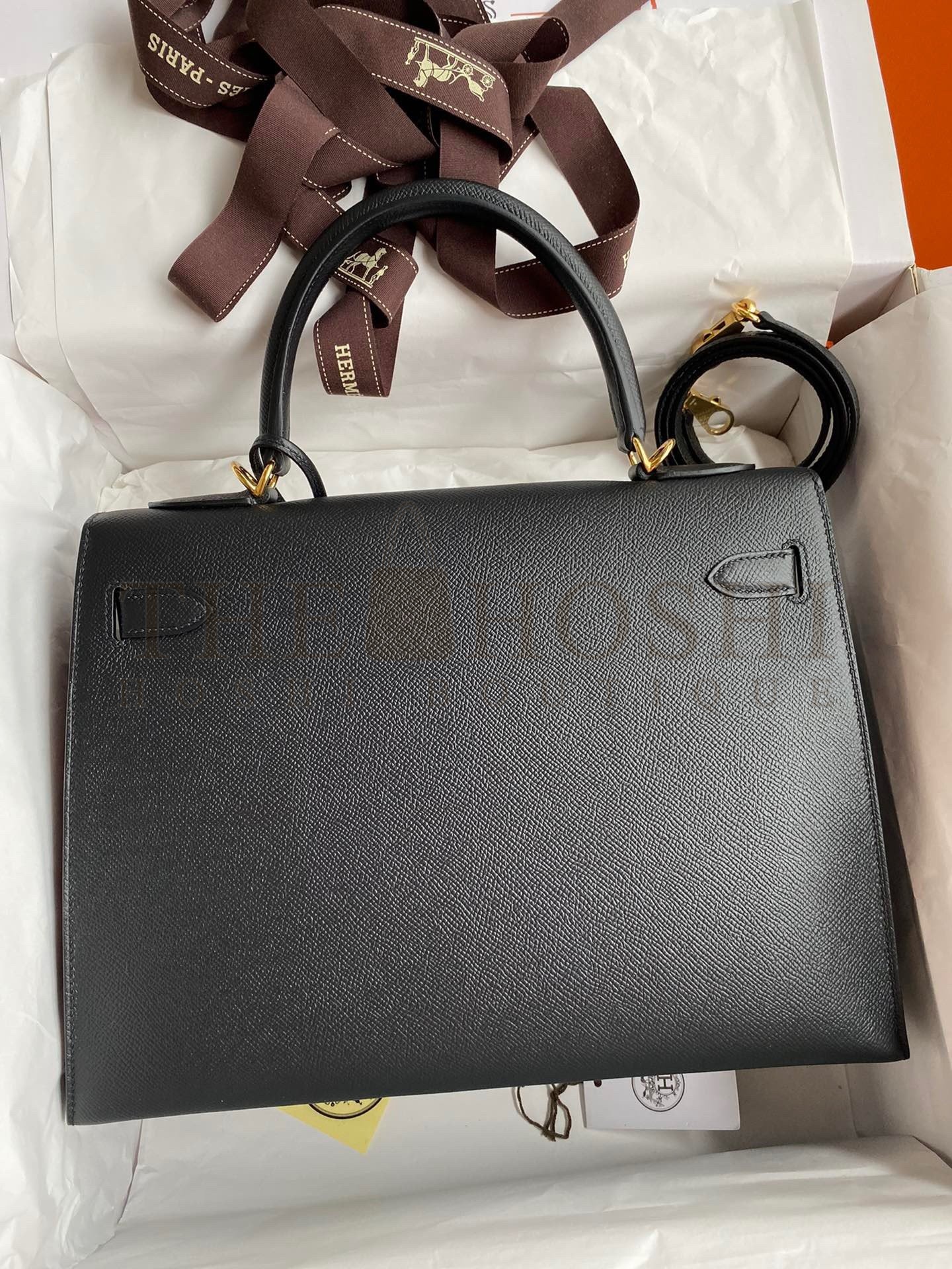 H**me5 Kelly Sellier 32 Handmade Bag In Black Epsom Calfskin Master Quality