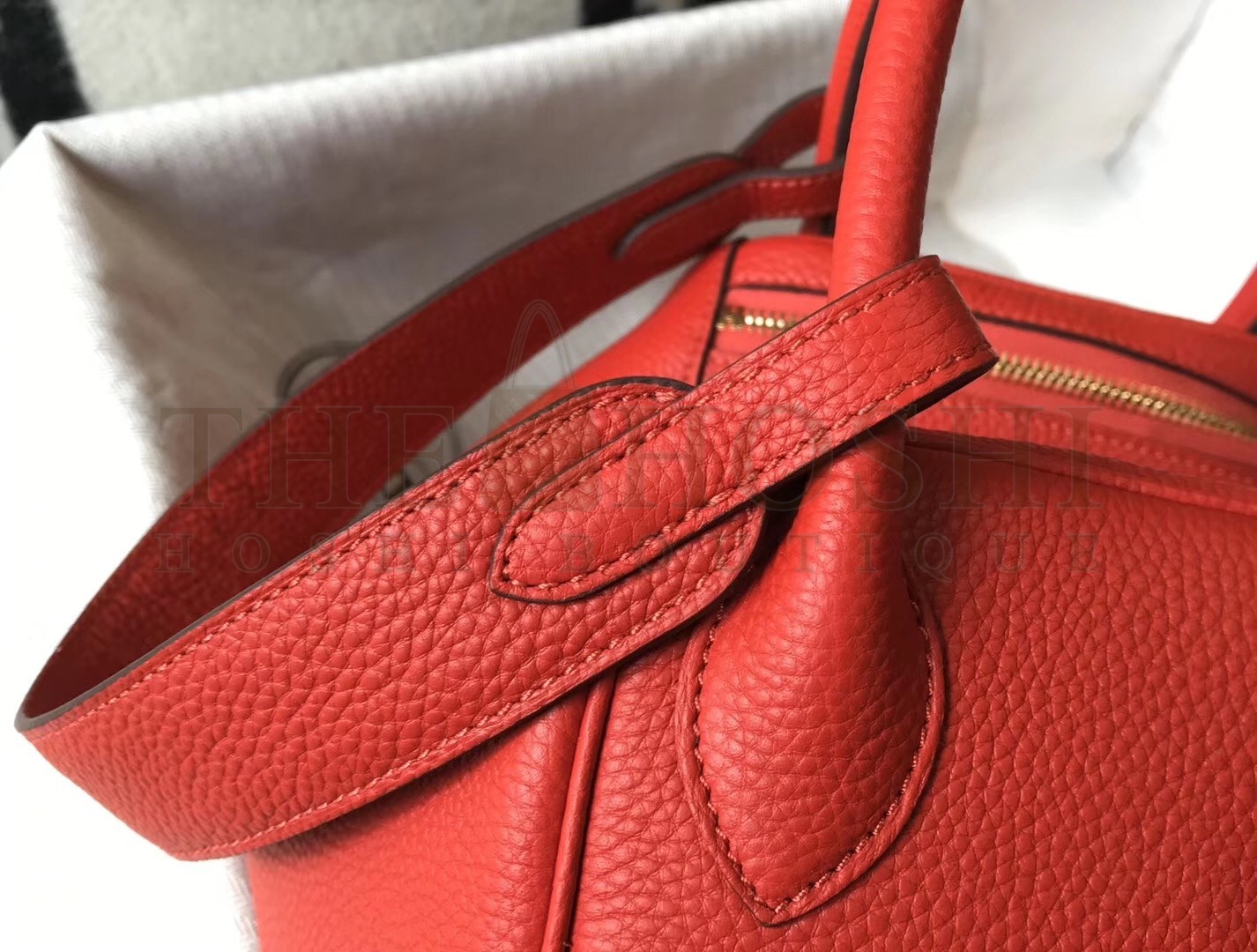 H**me5 Lindy 30cm Bag In Red Clemence Leather Master Quality