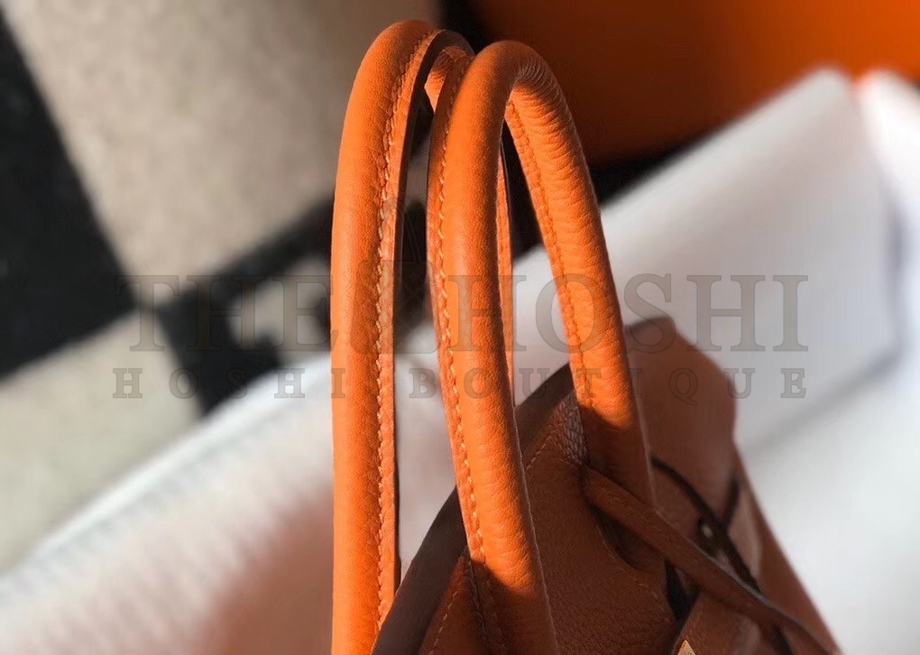 H**me5 Birkin 25cm Bag In Orange Clemence Leather Master Quality