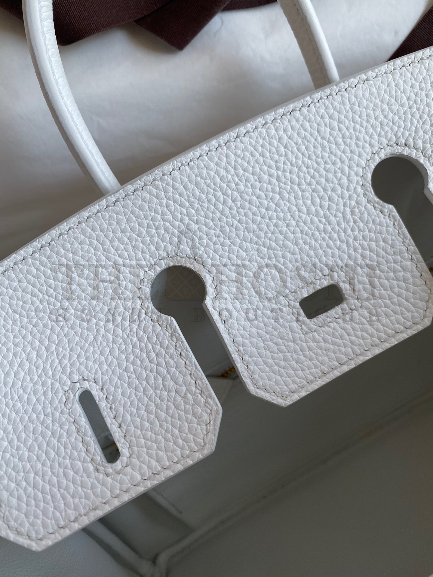 H**me5 Birkin 25 Retourne Handmade Bag In White Clemence Leather Master Quality