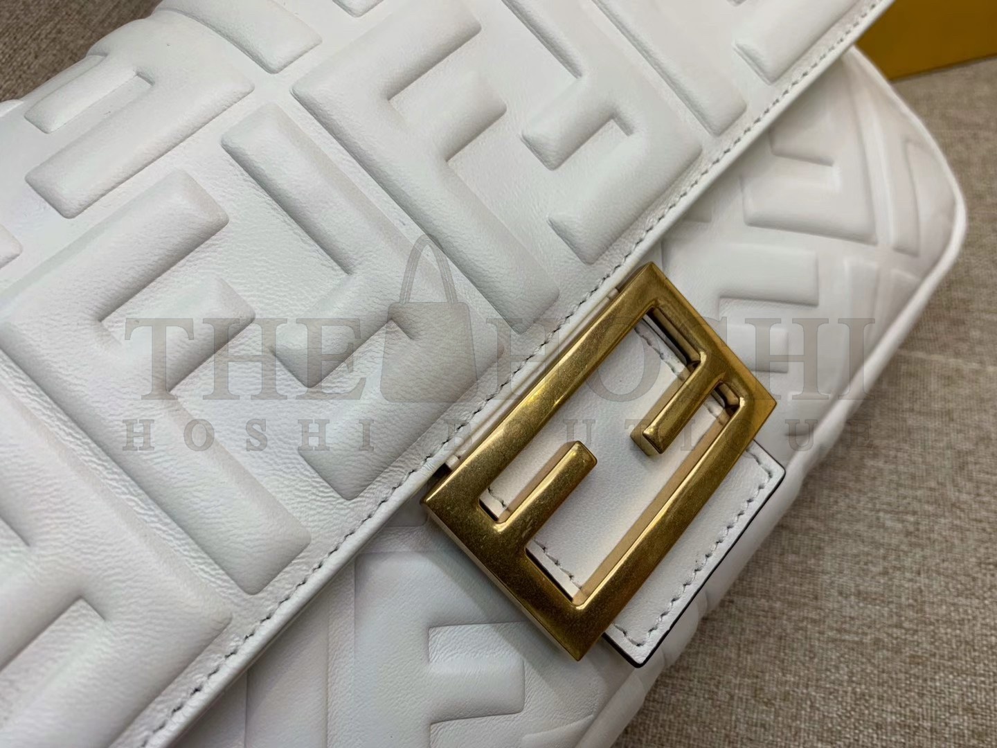 F**di Medium Baguette Bag In White FF Nappa Leather Master Quality