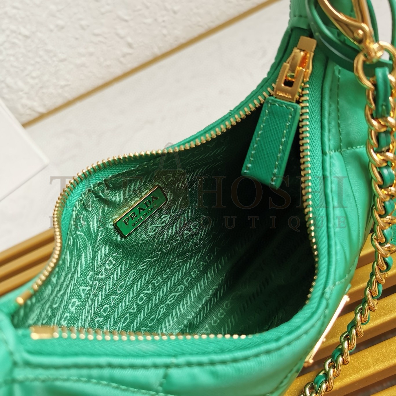 Pra*a Re-Edition 1995 Chaine Mini Bag in Green Re-Nylon Master Quality