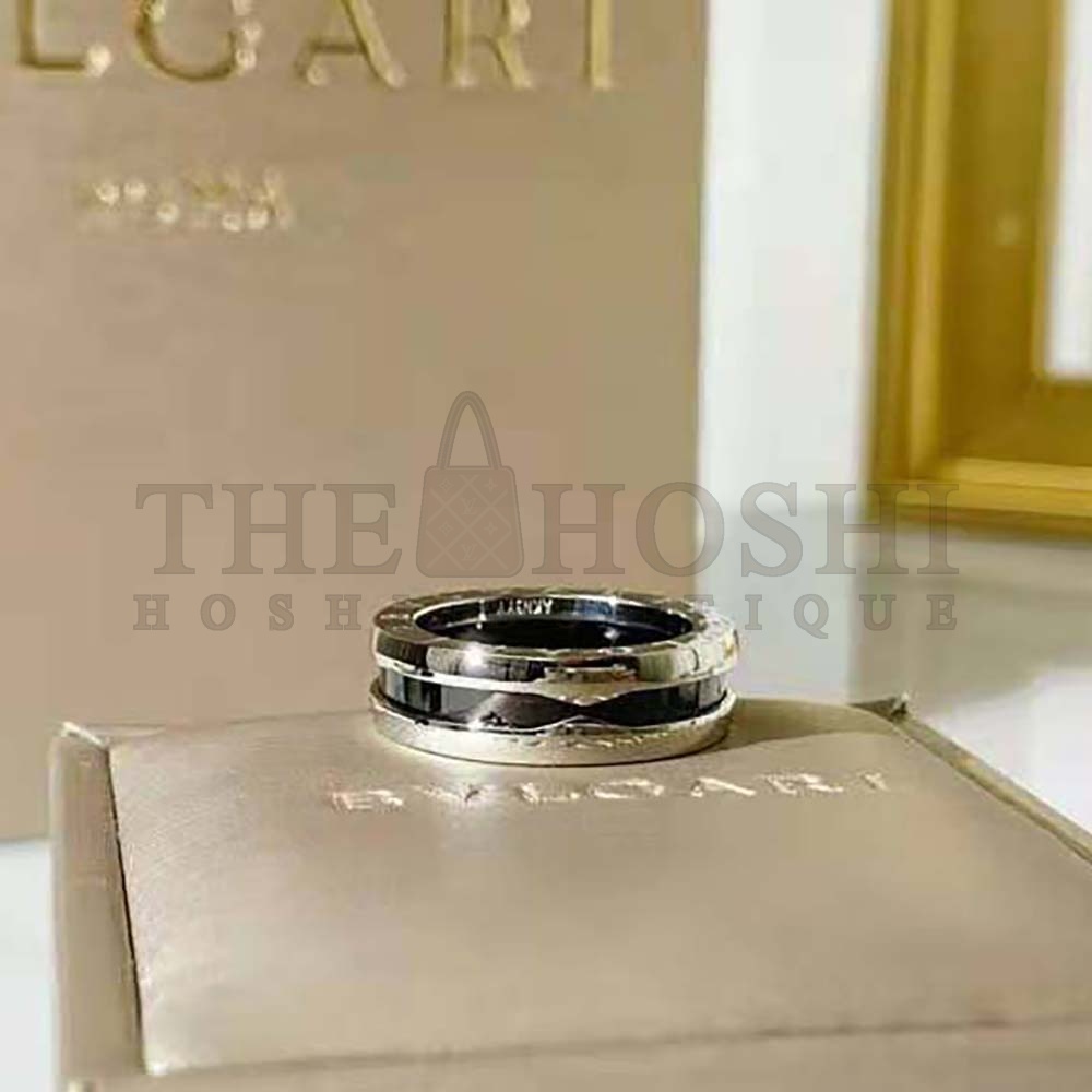 Bv1g*ai Women Save the Children One-band Sterling Silver Ring with Black Ceramic Master Quality