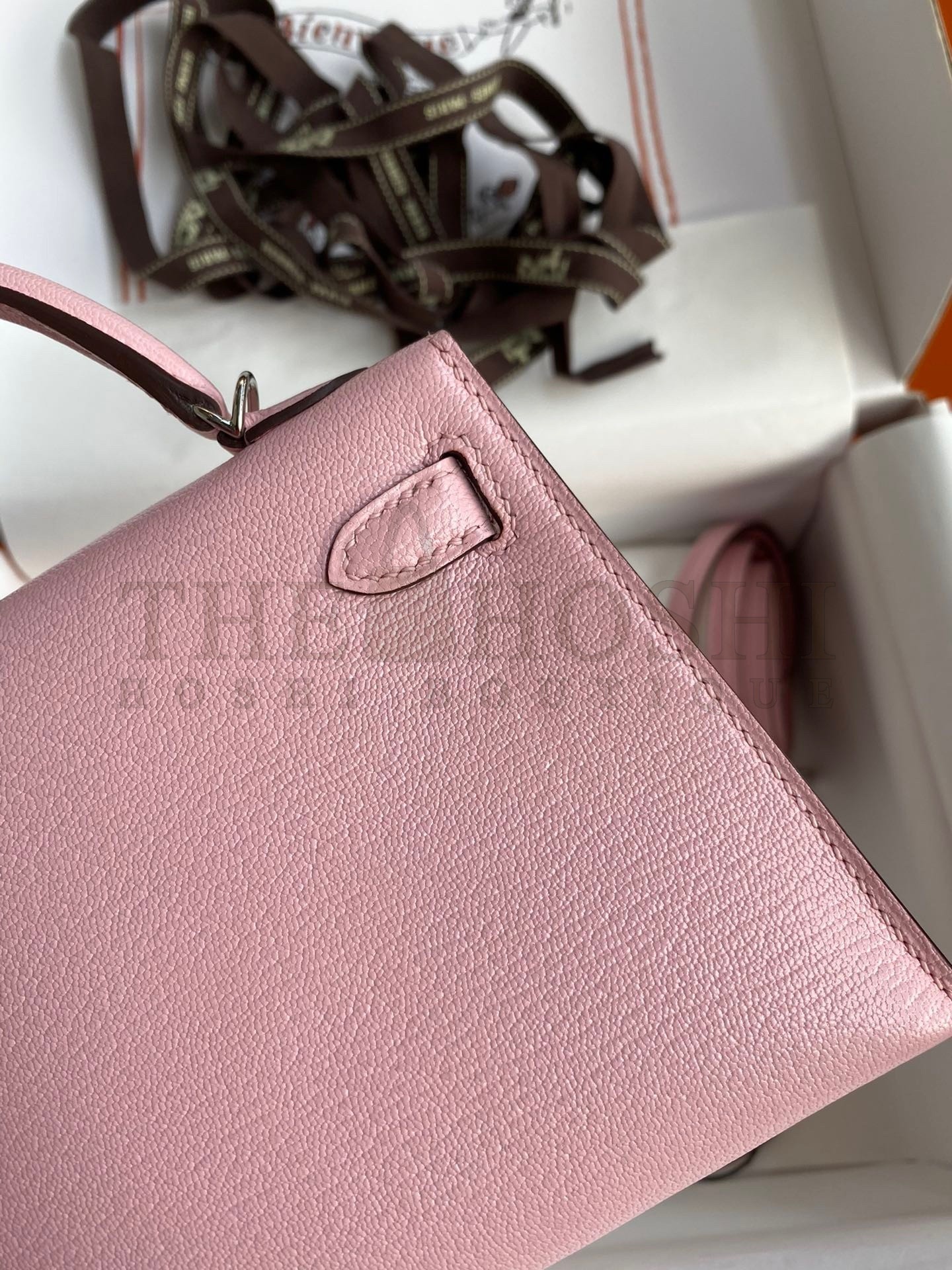 H**me5 Kelly Mini II Sellier Handmade Bag In Rose Sakura Chevre Mysore Leather Master Quality