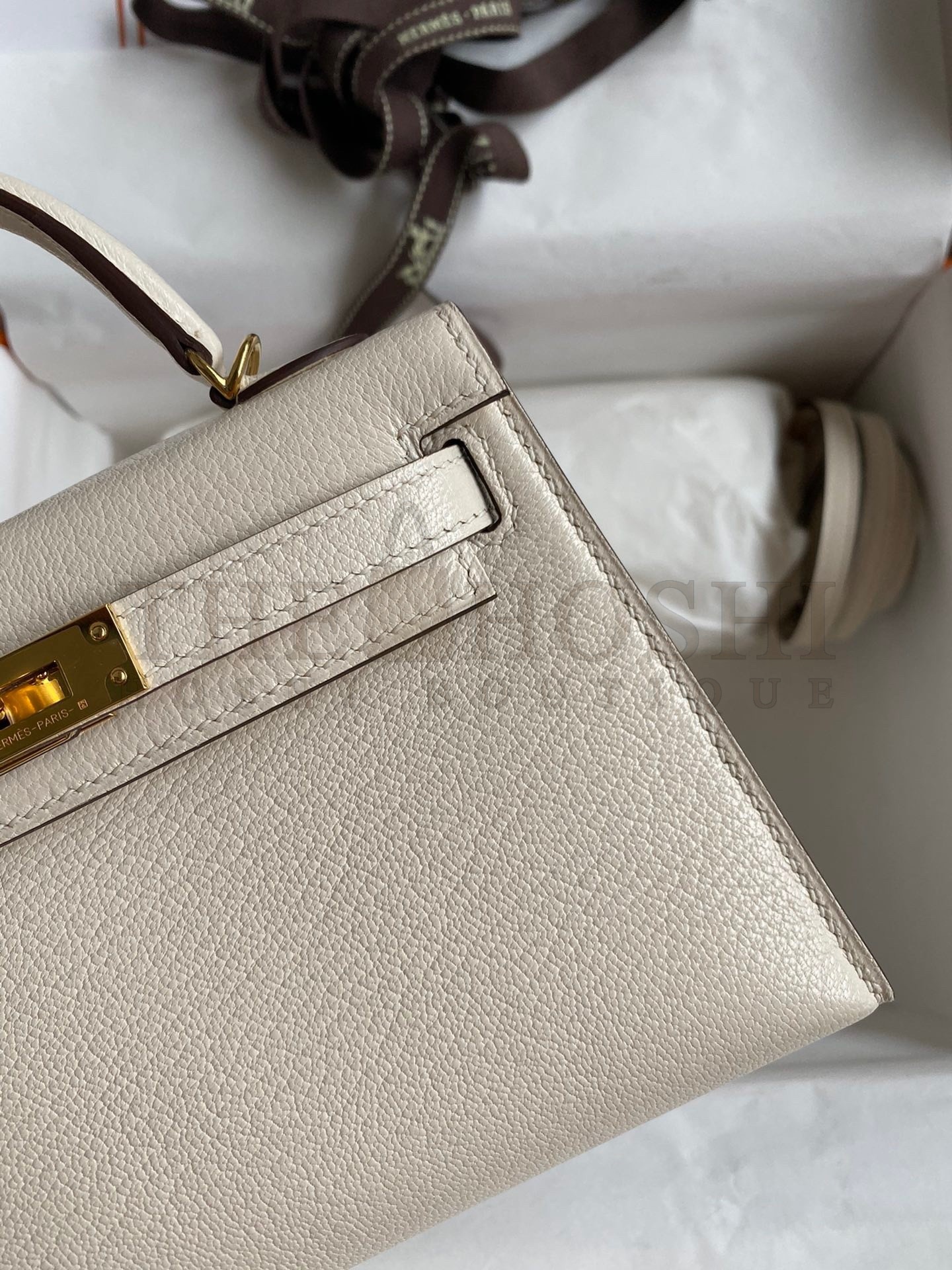 H**me5 Kelly Mini II Sellier Handmade Bag In Nata Chevre Mysore Leather Master Quality