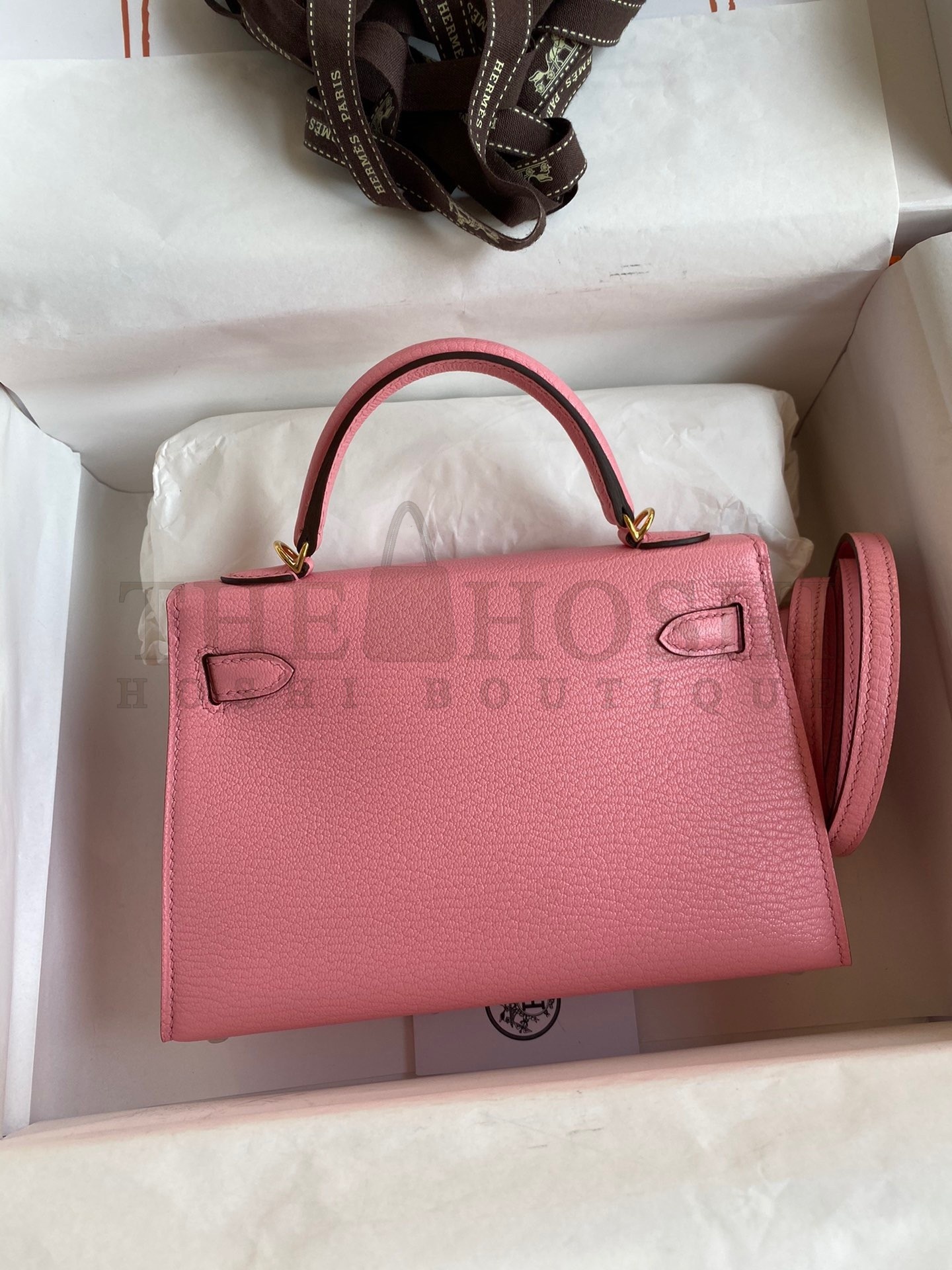 H**me5 Kelly Mini II Sellier Handmade Bag In Rose Confetti Chevre Mysore Leather Master Quality