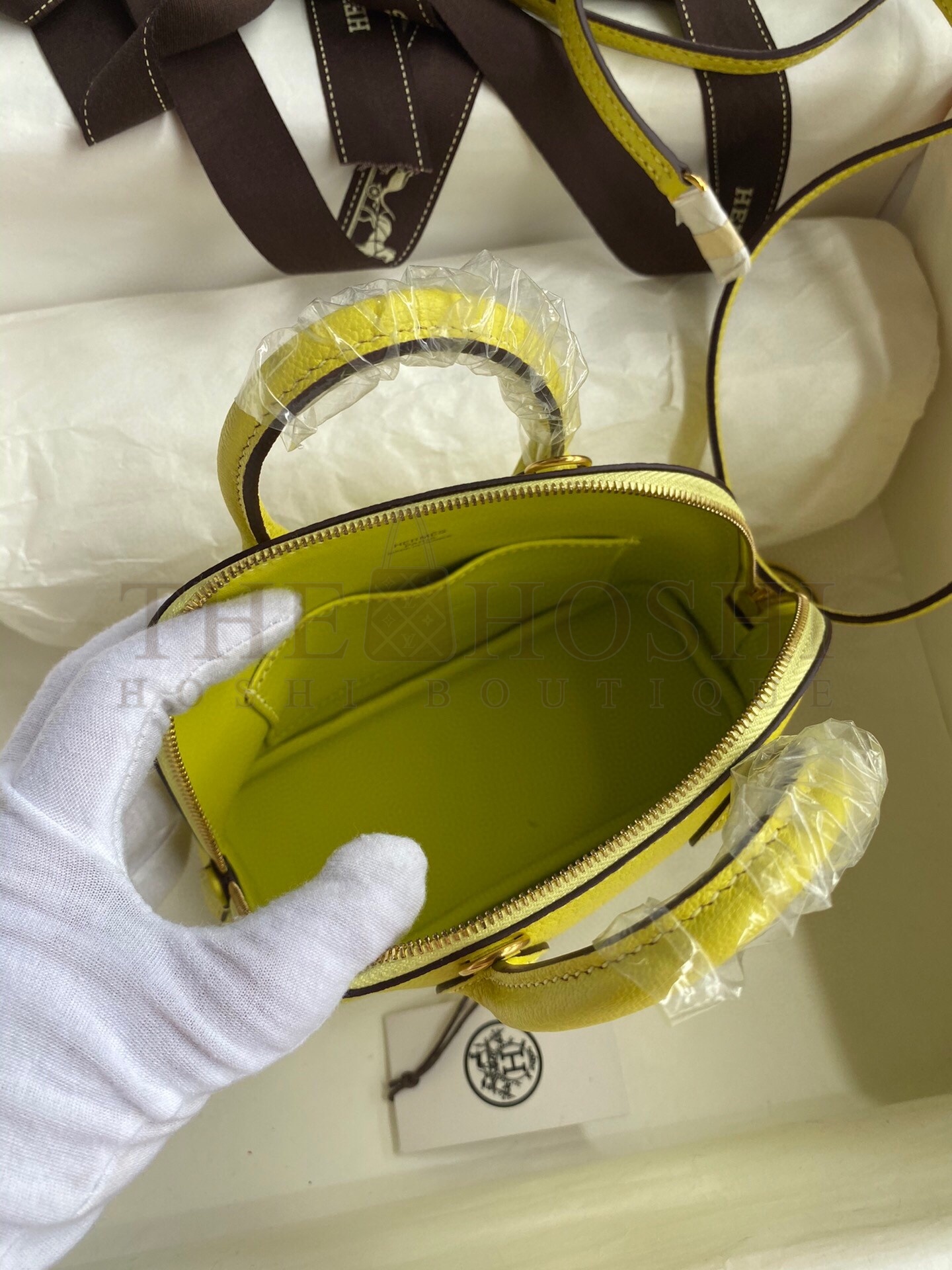 H**me5 Bolide 1923 Mini Handmade Bag In Lime Chevre Mysore Leather Master Quality