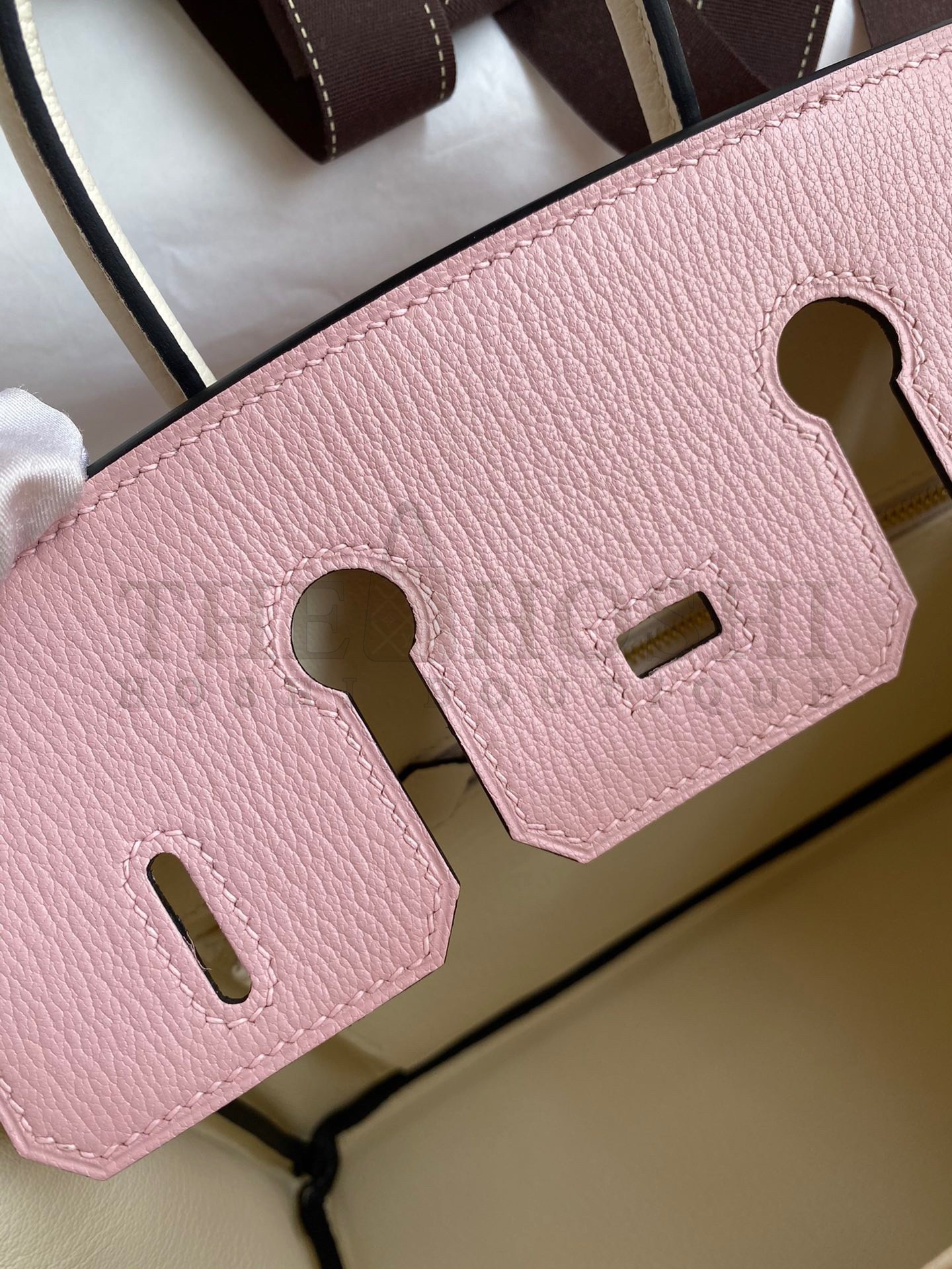 H**me5 HSS Birkin 25 Bicolor Bag in Pink and Craie Chevre Mysore Leather Master Quality