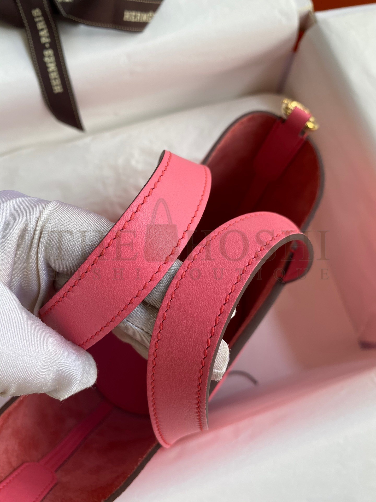 H**me5 In The Loop 18 Handmade Bag in Rose Lipstick Clemence Leatherther Master Quality