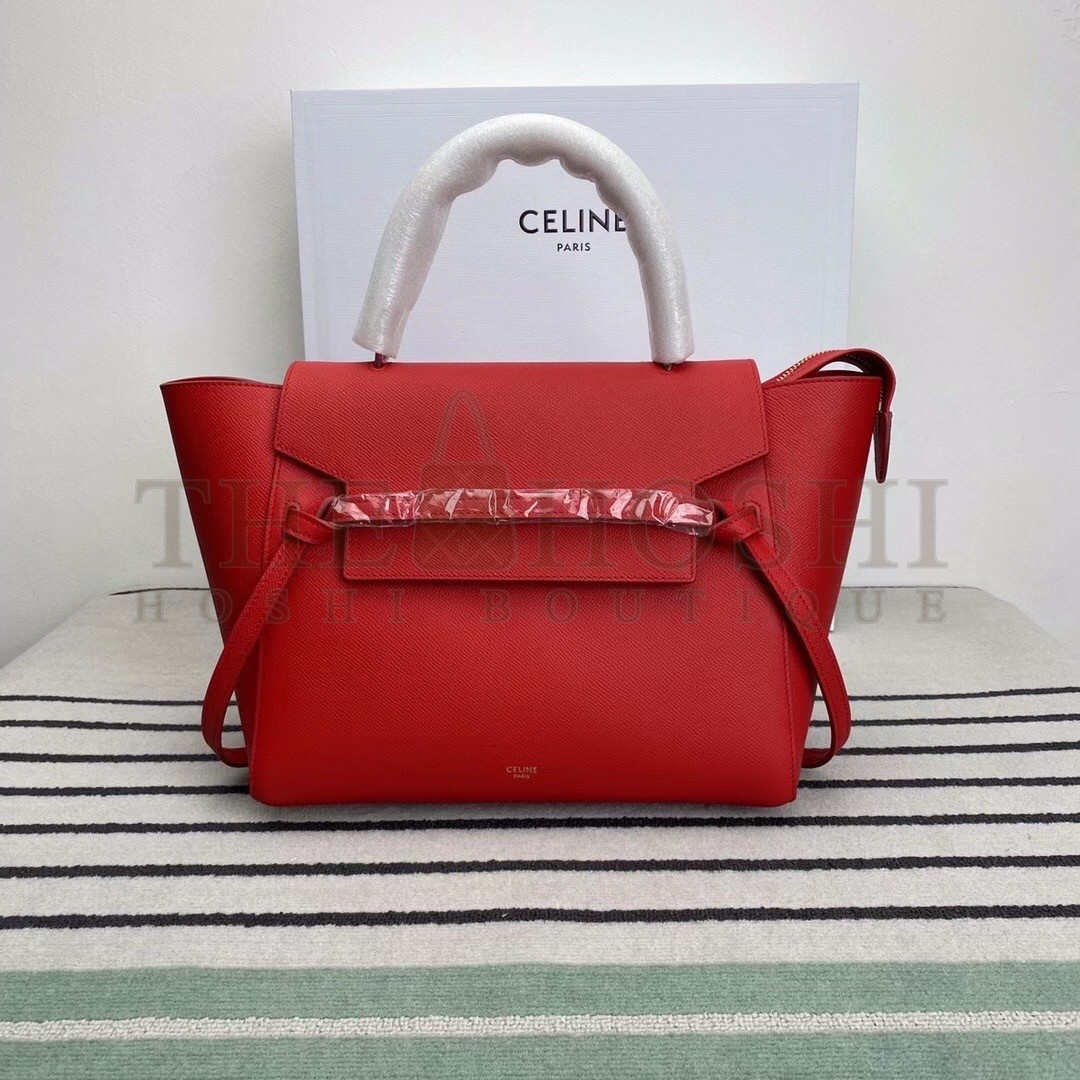 Ce1i*e Belt Mini Bag In Red Grained Calfskin Master Quality