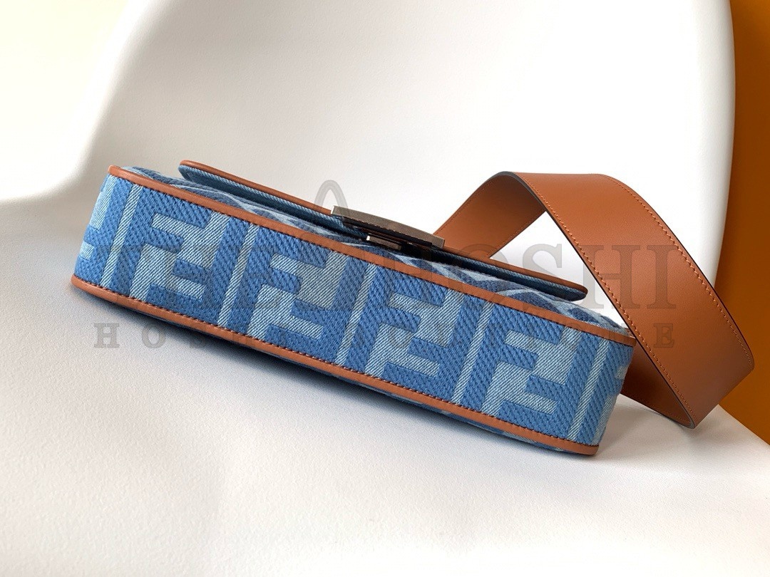 F**di Baguette Medium Bag in Denim with FF Embroidery Master Quality