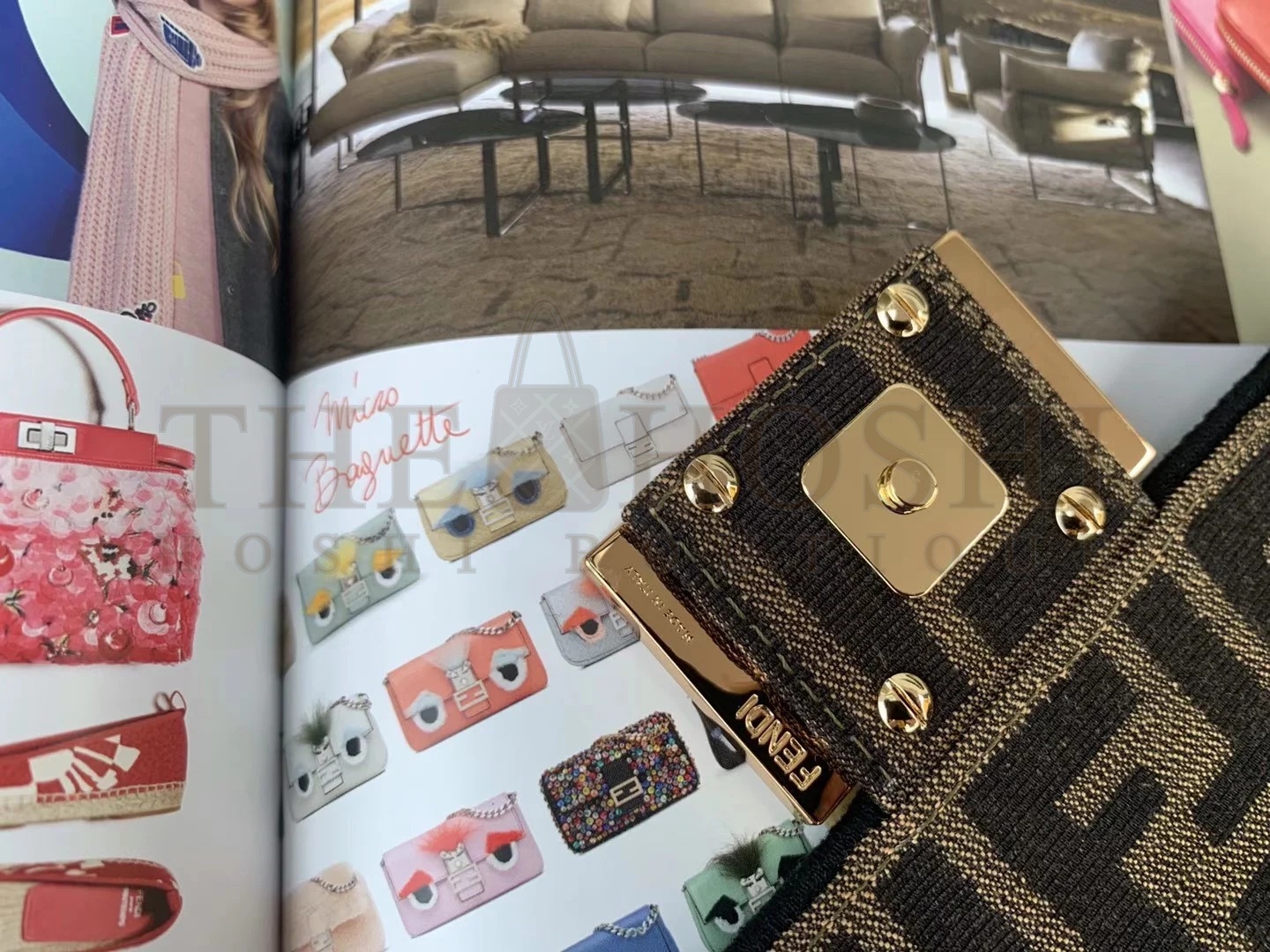 F**di Small Baguette Bag In Brown FF Jacquard Fabric Master Quality