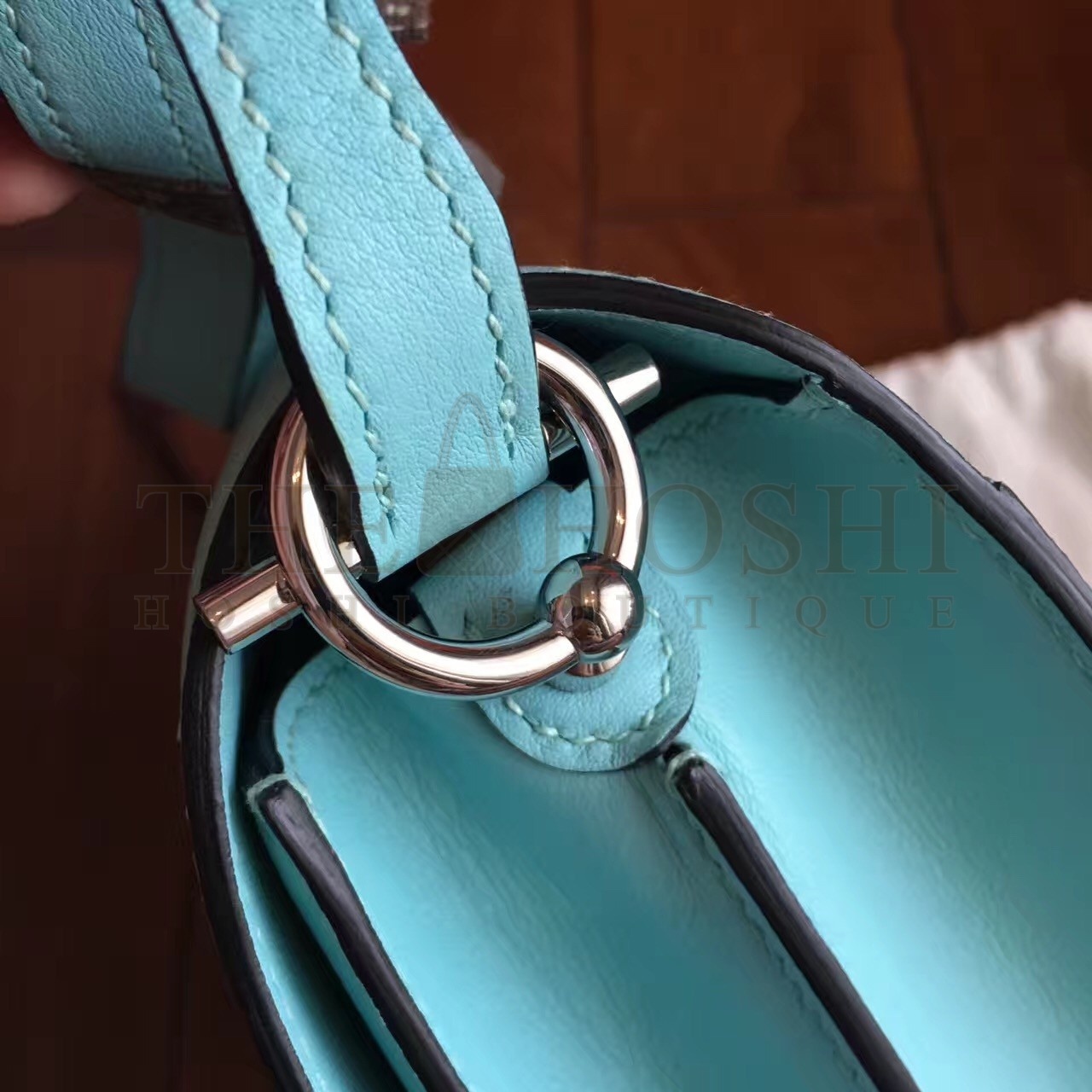 H**me5 Mini Sac Roulis Bag In Blue Atoll Swift Leather Master Quality