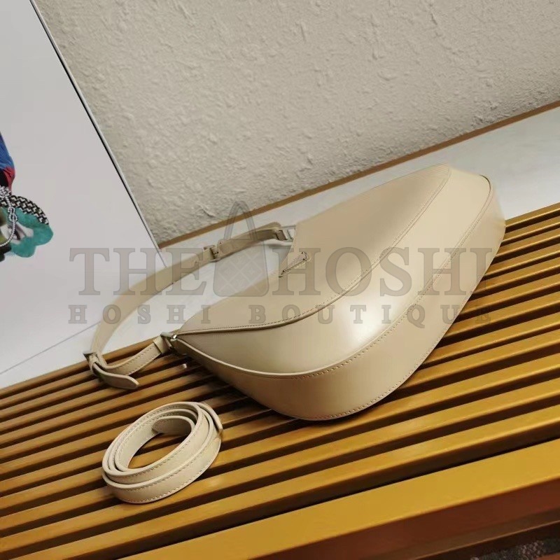 Pra*a Cleo Shoulder Large Bag In Beige Brushed Leather Master Quality