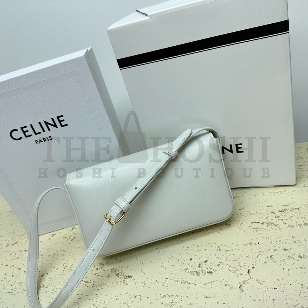 Ce1i*e Claude Shoulder Bag in White Calfskin Master Quality