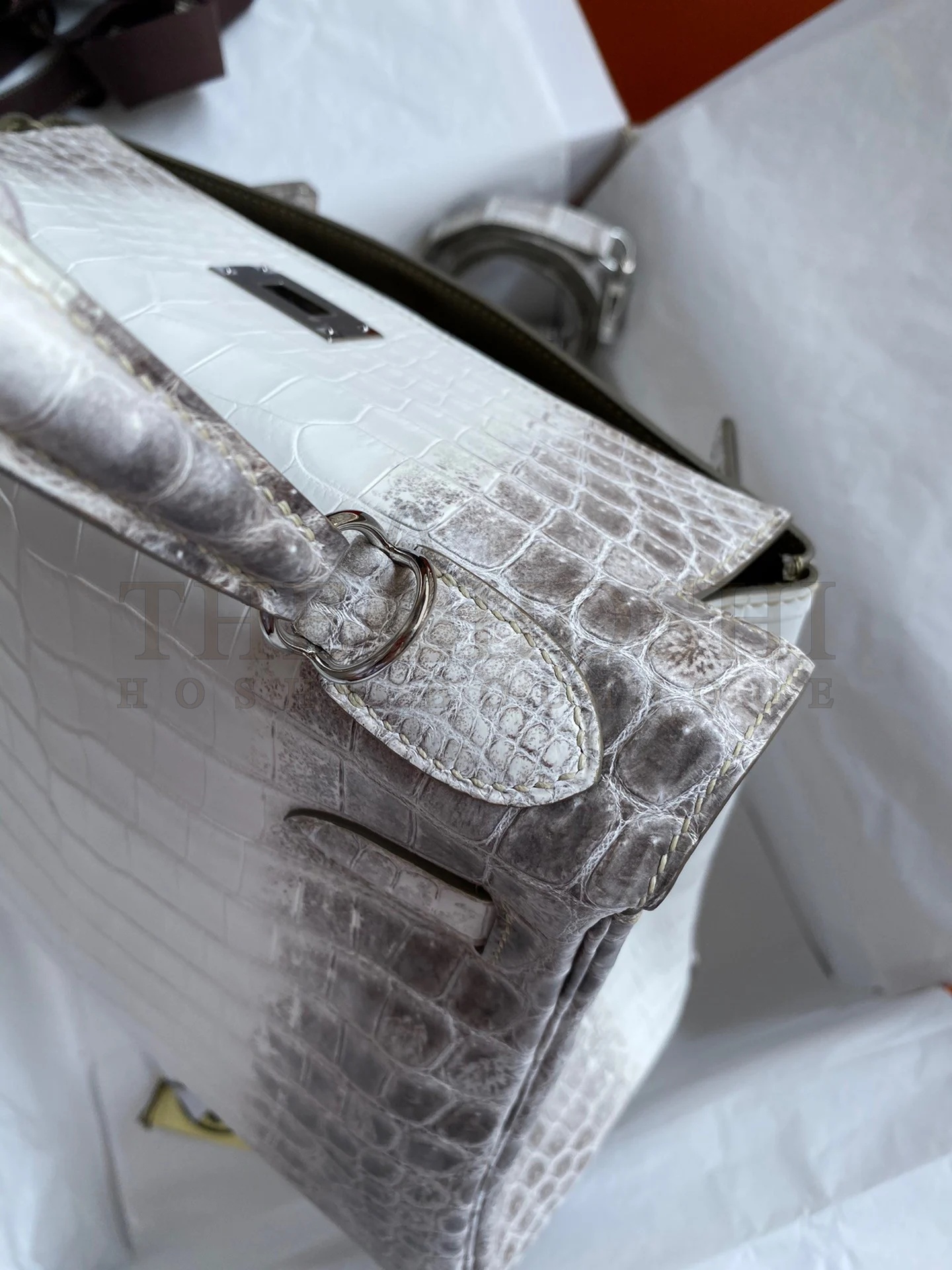 H**me5 Kelly Retourne 28 Handmade Bag In Himalaya Crocodile Niloticus Skin Master Quality