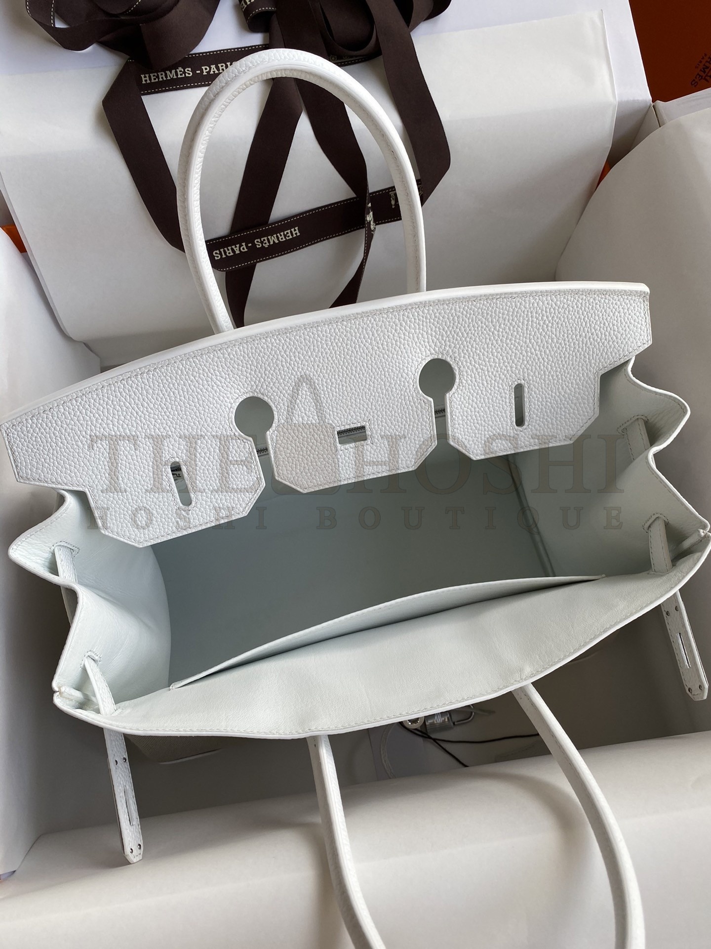 H**me5 Birkin 35 Handmade Bag In Toile &amp; White Clemence Leather Master Quality