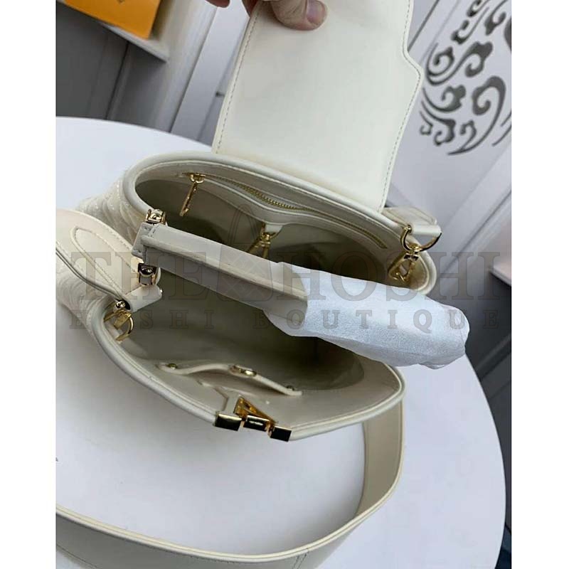 L0vis Vvtt0n LV Women Capucines BB Handbag in Lambskin with Monogram Flowers-Beige Master Quality