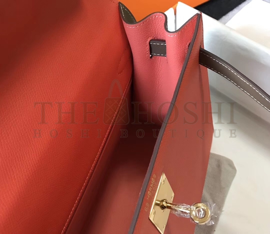 H**me5 Bi-color Kelly 32cm Epsom Bag Piment/Taupe GHW Master Quality