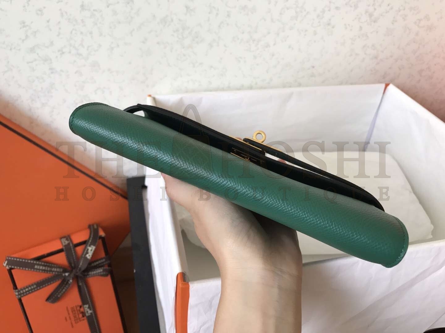 H**me5 Kelly Classic Long Wallet In Malachite Epsom Leather Master Quality