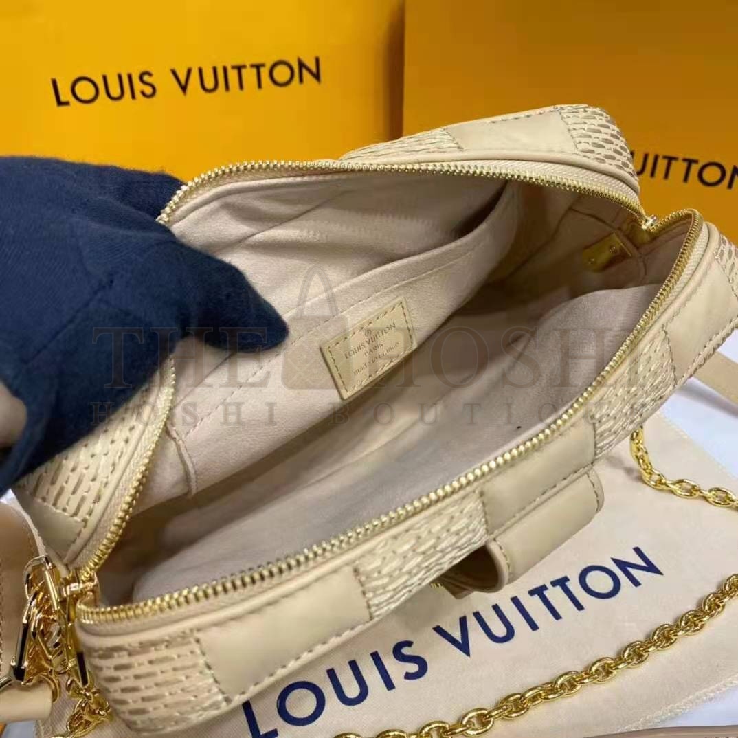 L0vis Vvtt0n LV Women Pochette Troca Handbag Cashmere Beige Damier Quilt Lamb Leather Master Quality