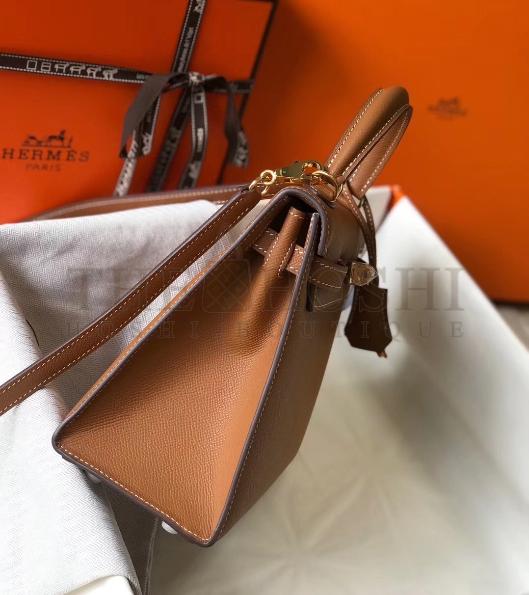 H**me5 Kelly 25cm Sellier Bag In Gold Epsom Leather Master Quality