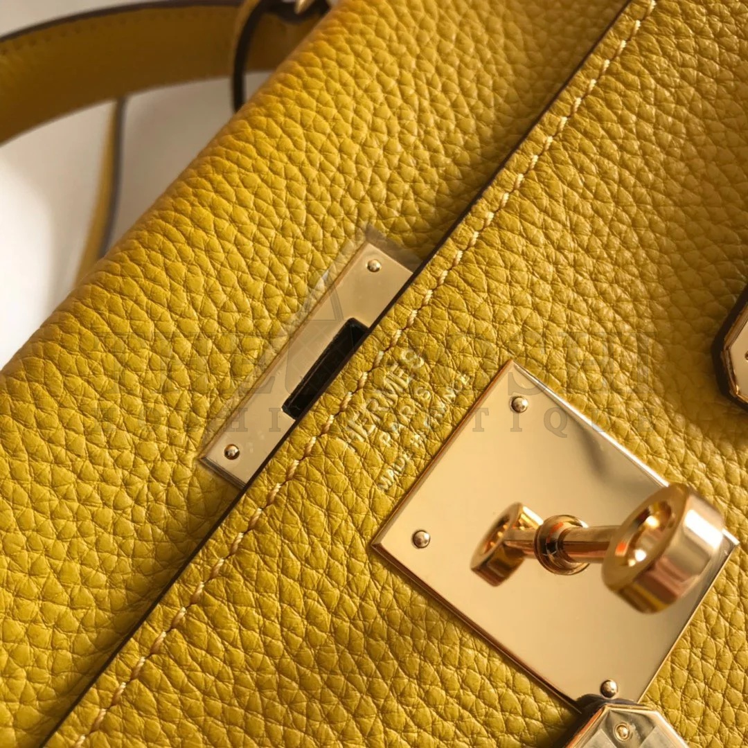H**me5 Kelly 32cm Retourne Bag in Yellow Clemence Leather GHW Master Quality