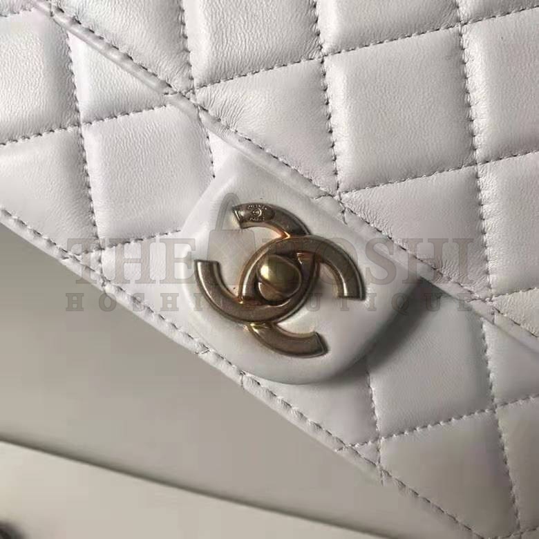 Ch**el Women Flap Bag White Ringer Pearl in Goatskin Leather Master Quality