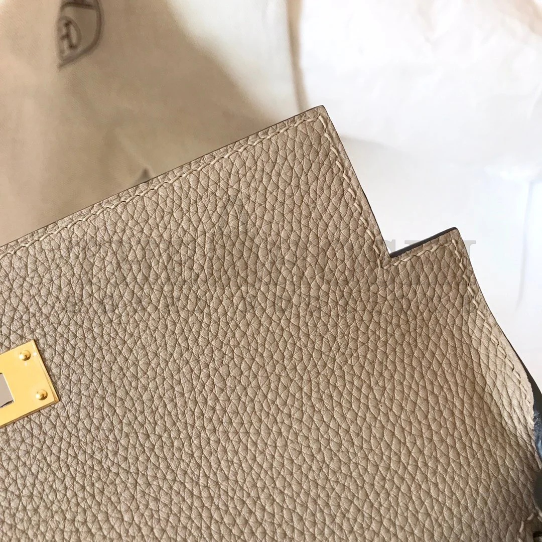 H**me5 Kelly Retourne 28 Handmade Bag In Tourterelle Clemence Leather Master Quality