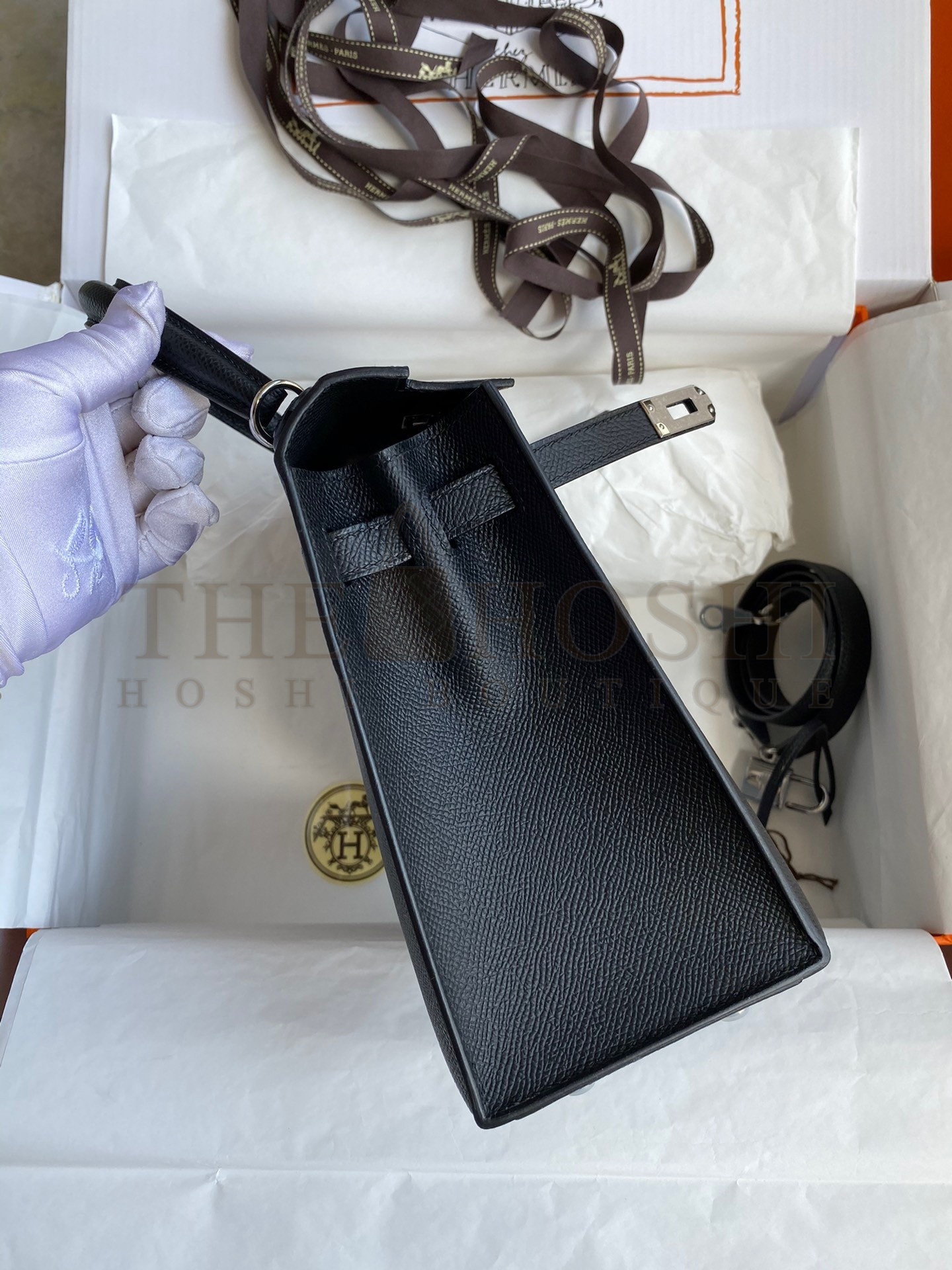 H**me5 Epsom Kelly 25cm Sellier Handmade Black Bag Master Quality