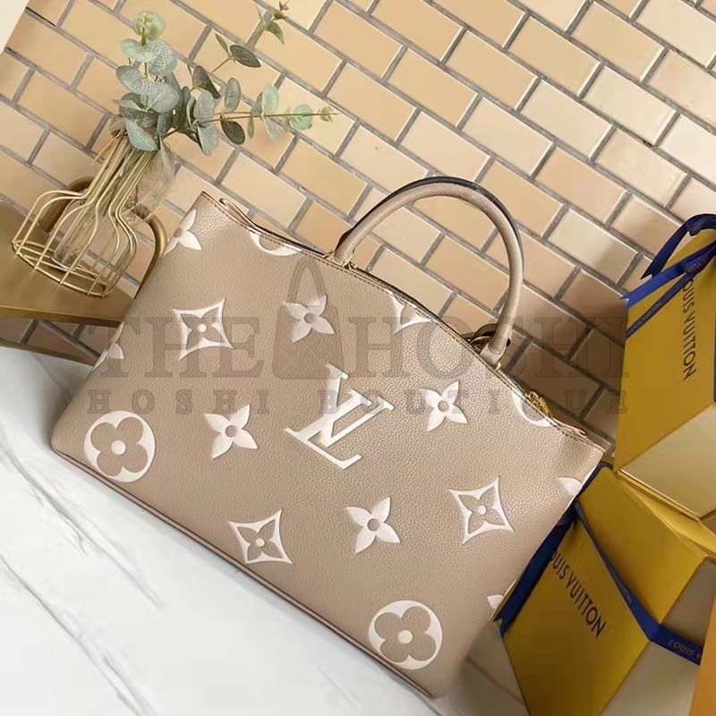 L0vis Vvtt0n LV Women Grand Palais Tote Bag Dove Monogram Embossed Grained Cowhide Master Quality
