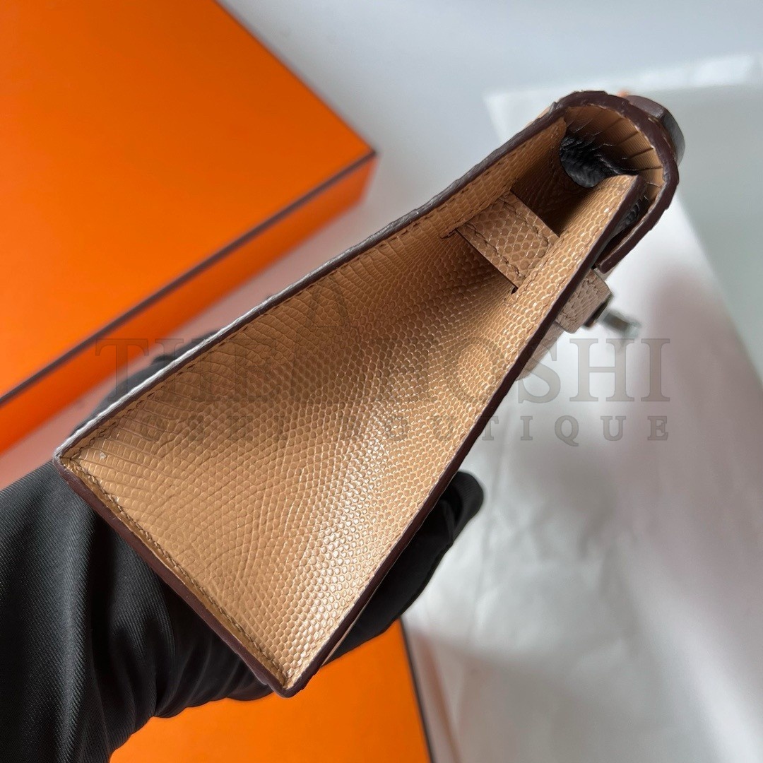 H**me5 Kelly Pochette Handmade Bag In Chai Lizard Skin Master Quality