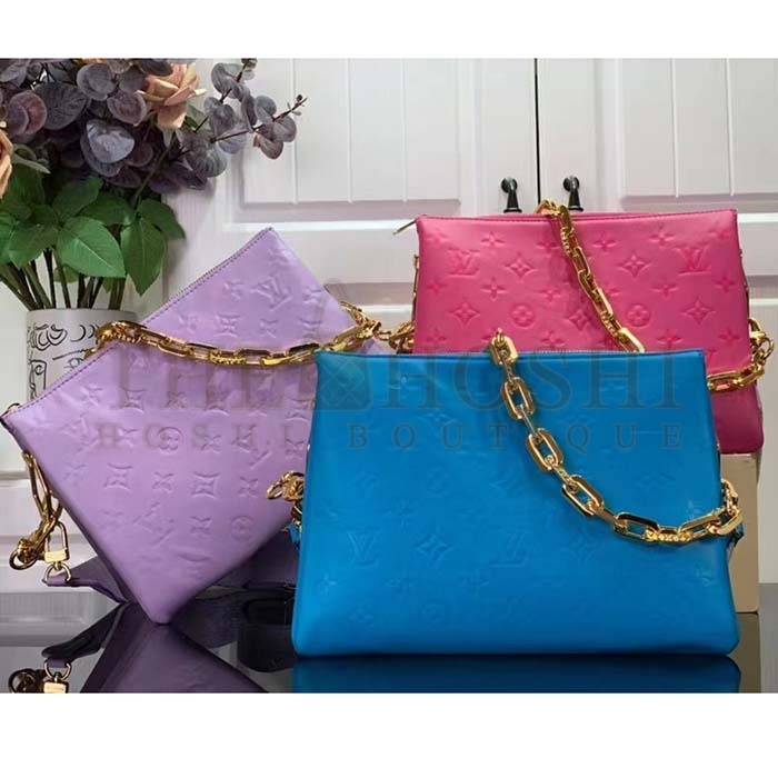 L0vis Vvtt0n LV Women Coussin MM Handbag Blue Lambskin Zip Closure Master Quality