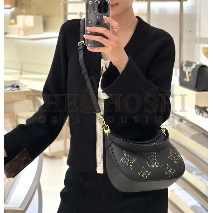L0vis Vvtt0n LV Women Bagatelle Black Handbag Black Monogram Empreinte Grained Cowhide Leather Studs Master Quality