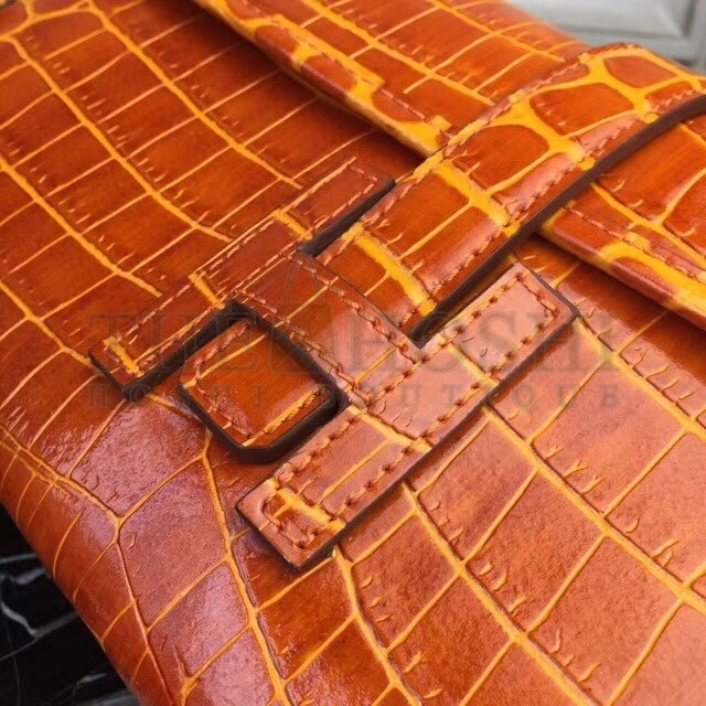 H**me5 Jige Elan 29 Clutch In Orange Crocodile Leather Master Quality